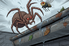 REIMIX-Illustration-Spinne-in-der-Regenrinne