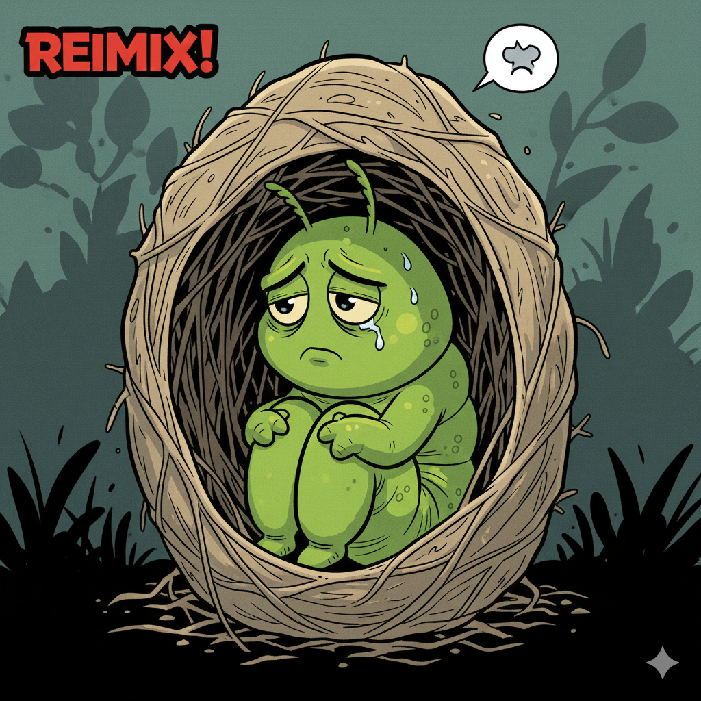 REIMIX Illustration Raupe im Cocoon