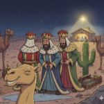 REIMIX Illustration Heilige Drei Könige am Stall von Bethlehem