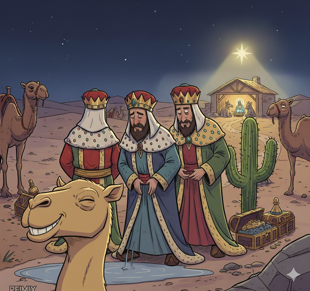 REIMIX Illustration Heilige Drei Könige am Stall von Bethlehem