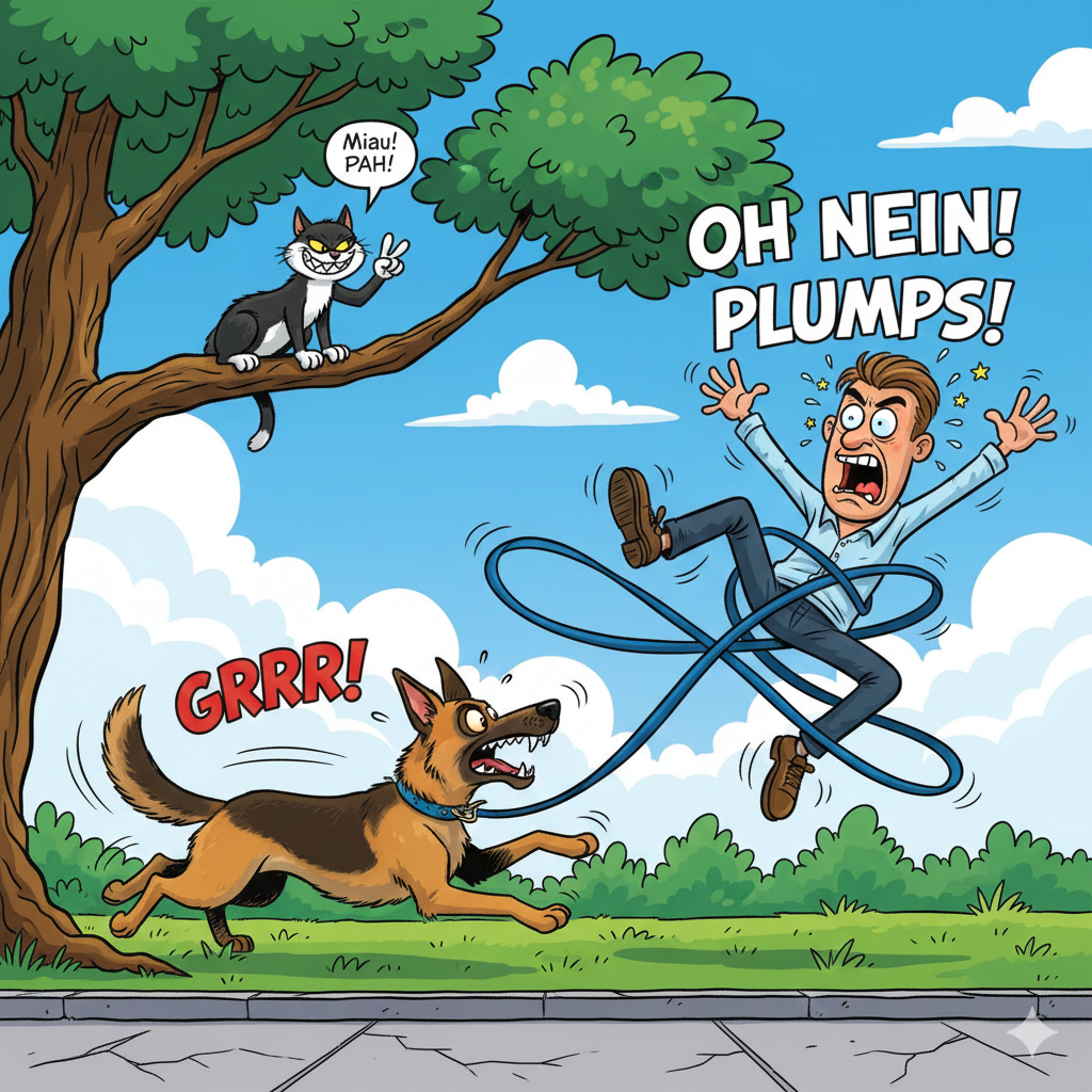 REIMIX Illustration vom Streit zwischen Hund und Katze