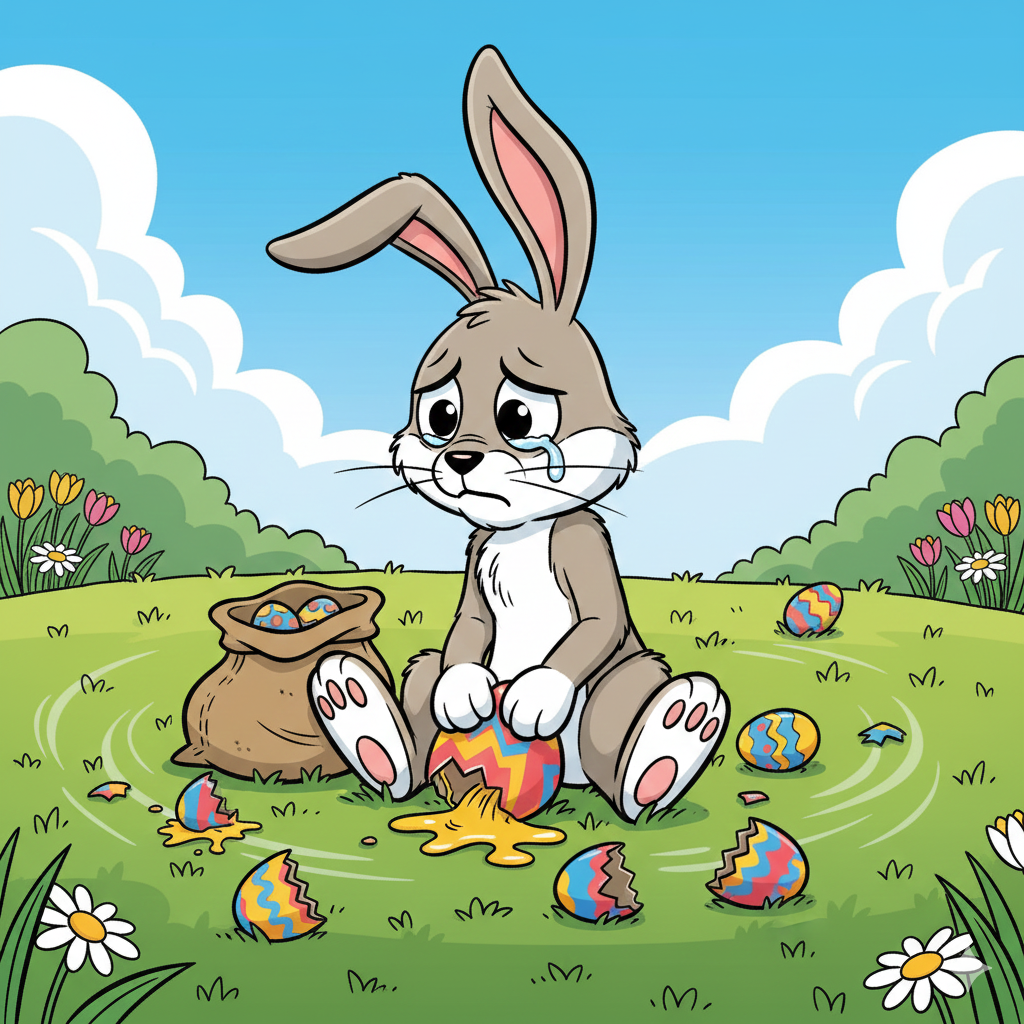 REIMIX Illustration vom traurigen Osterhasen