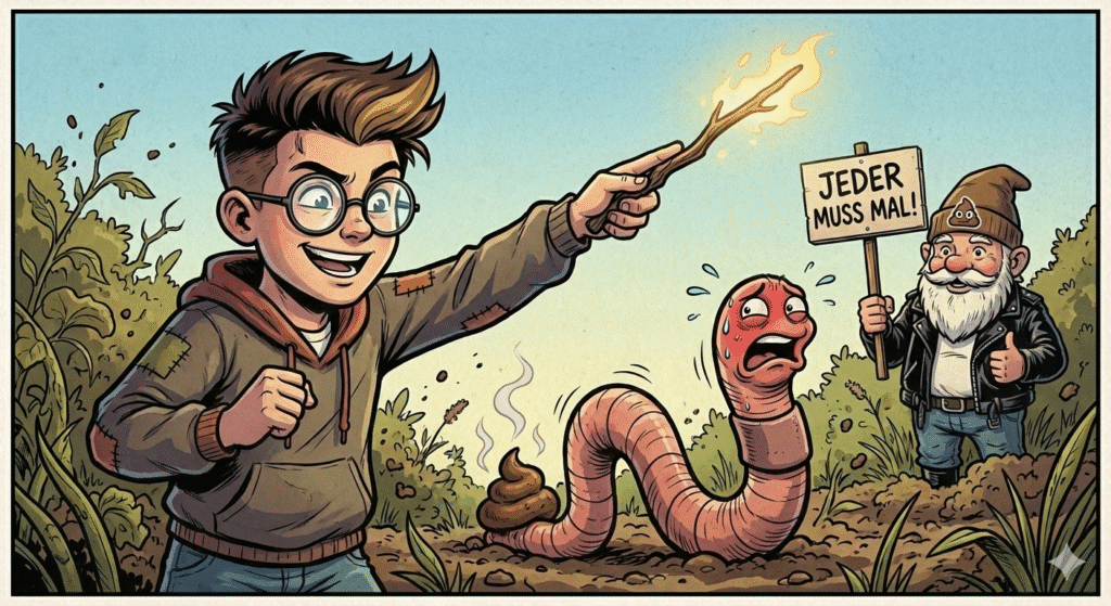 REIMIX Illustration zum Kinderreim über den Regenwurm